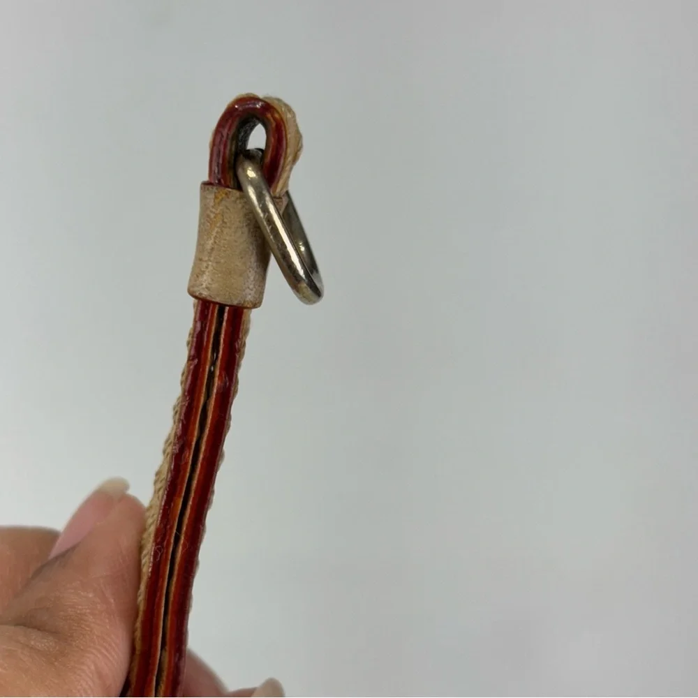 Vintage Dooney and Bourke Brass All Weather Tan Leather Keychain Key Ring
